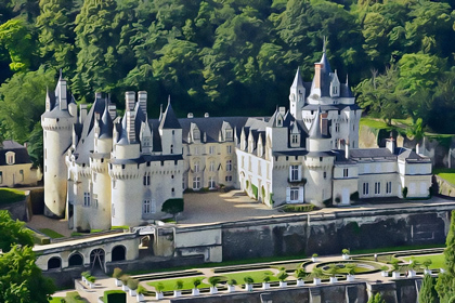 Ein Ölgemälde von Schloss Pottystein von Oben